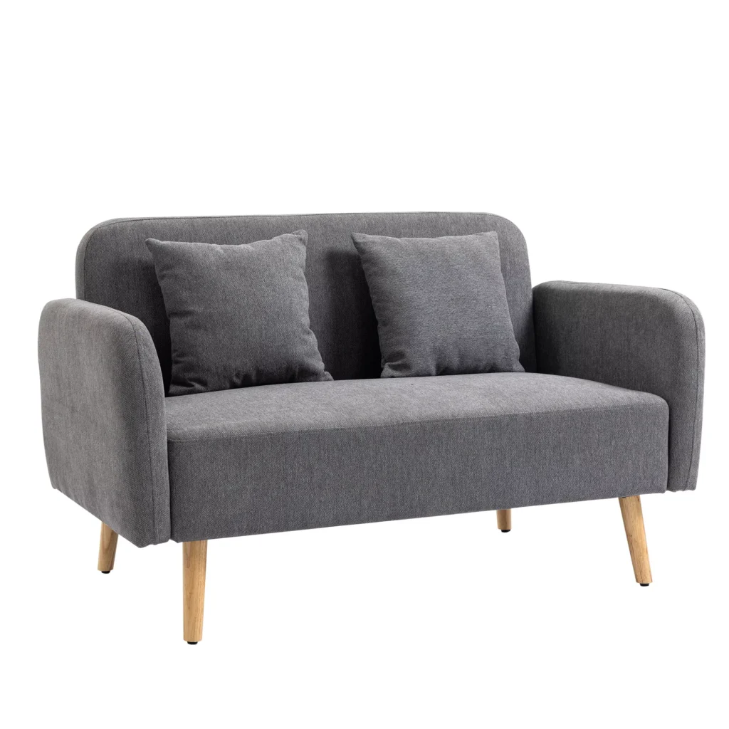 Dvivietė sofa su pagalvėlėmis, pilka 130 x 70 x 80 cm
