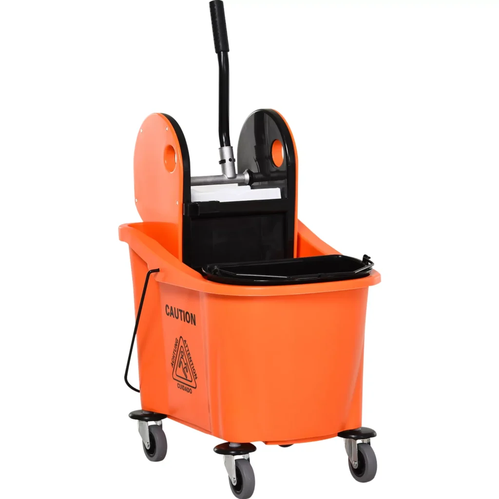 Valymo vežimėlis ant ratukų, 36 l, juodas/oranžinis, 54x41x91,5 cm, skirtas profesionaliam valymui