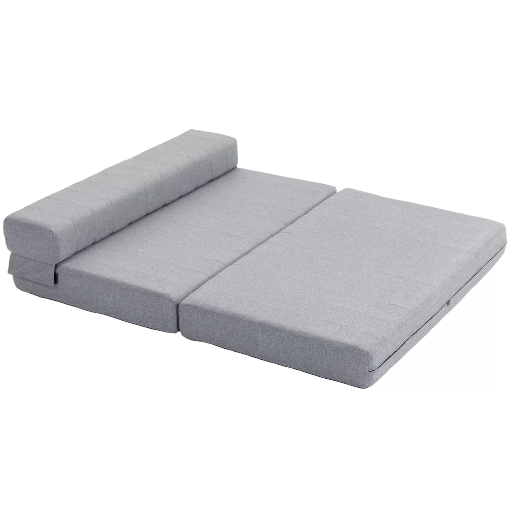 Grindų sofa 2-in-1, sulankstoma sofa lova, skirta 2 asmenims iki 250 kg, pilka