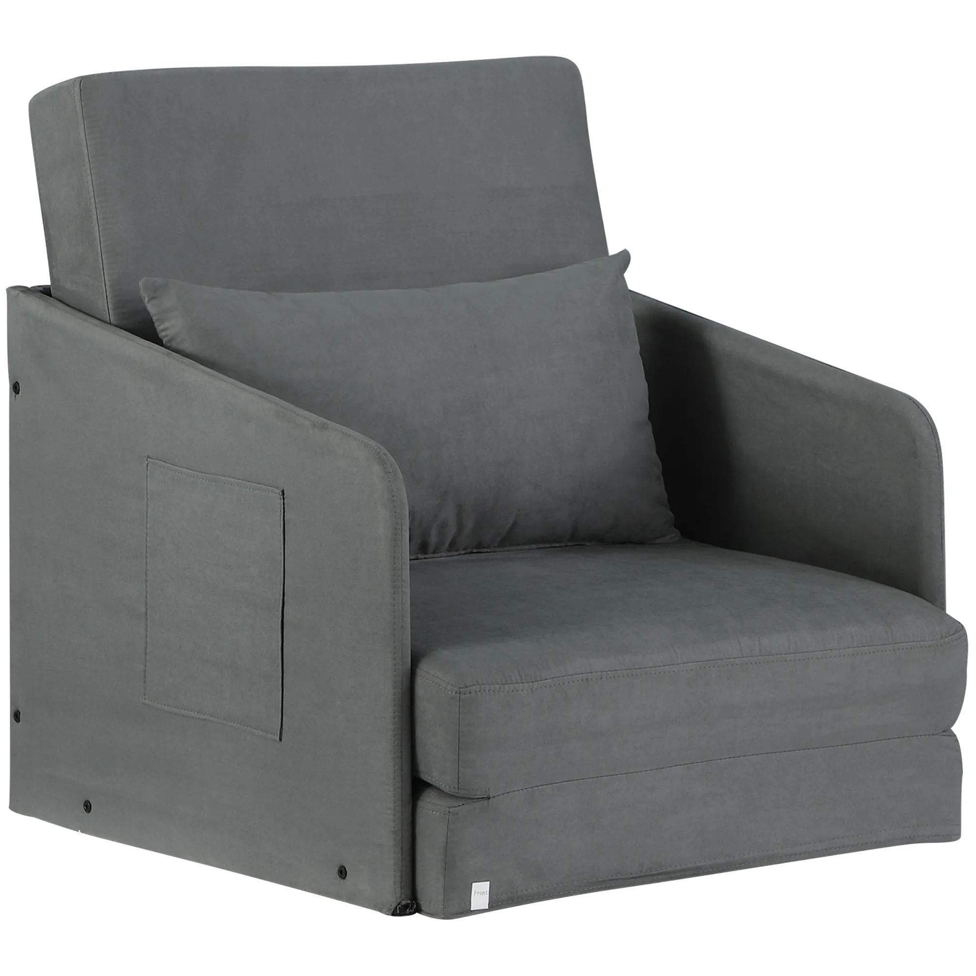 Fotelis lova, viengulė sofa su skalbiamu užvalkalu, pilka 70x76x77cm