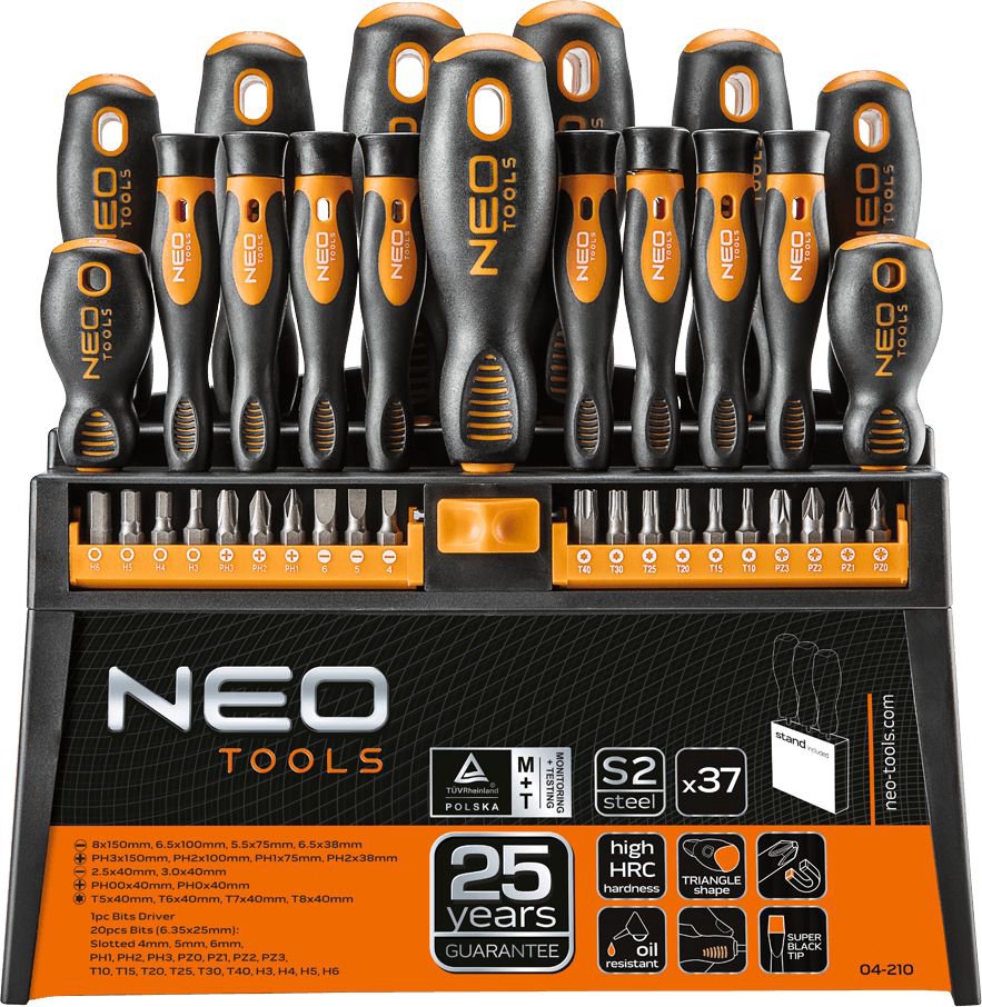 Neo Set of screwdrivers and screwdriver tips 37 elements (04-210)