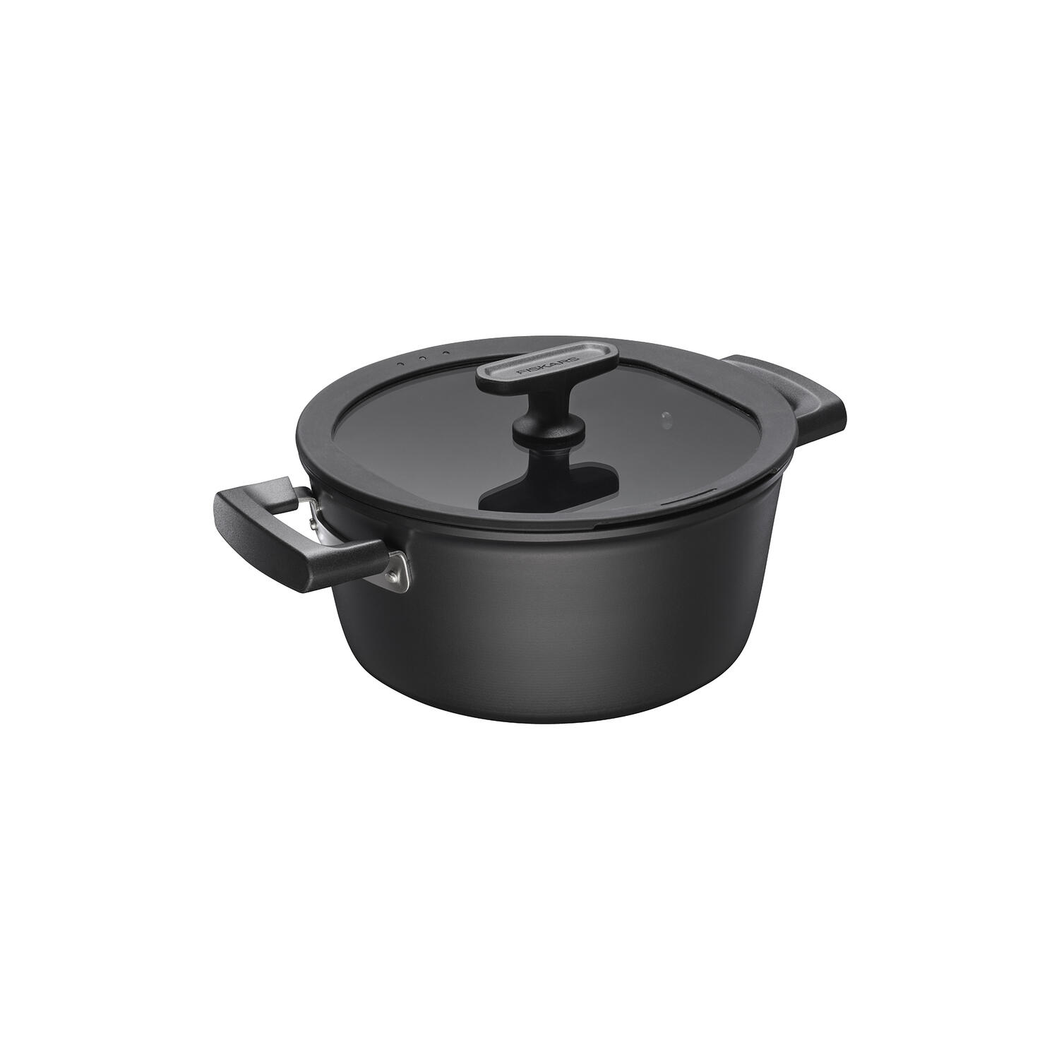 Keraminis puodas nepridegančia danga FISKARS HARD FACE, su dangčiu, 5 l
