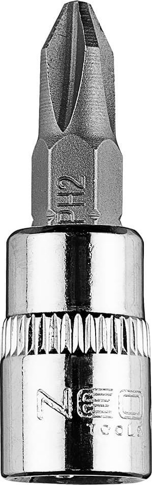 Neo Screwdriver tip PH2 on cap 1/4", short, 37 mm
