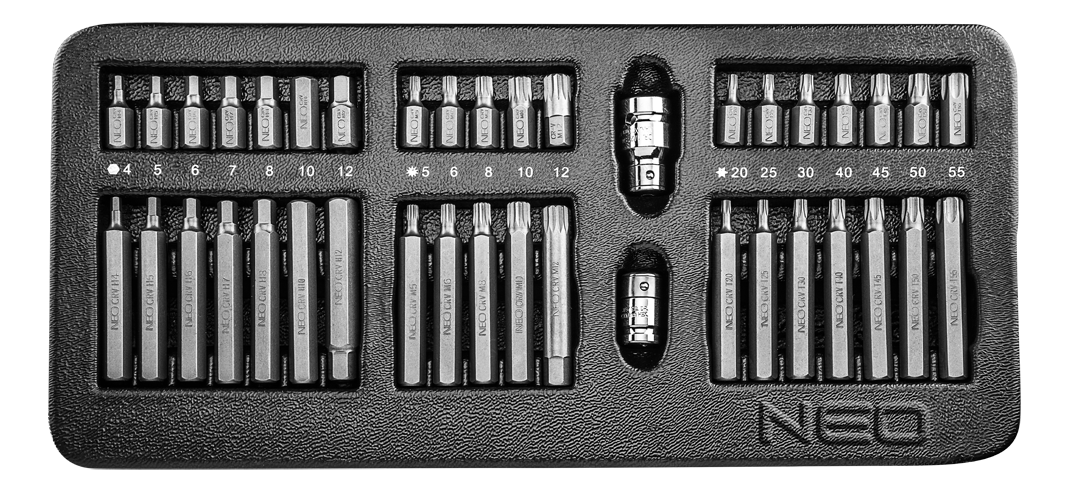 Neo Screwdriver tips 30-75 mm set 40 pieces (84-236)