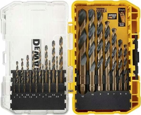 Drill Dewalt for metal HSS cylindrical 1,5 2 4,5 4 5 1 3 2,5 3,5 6 10 12 8 9mm set (DT70729-QZ)