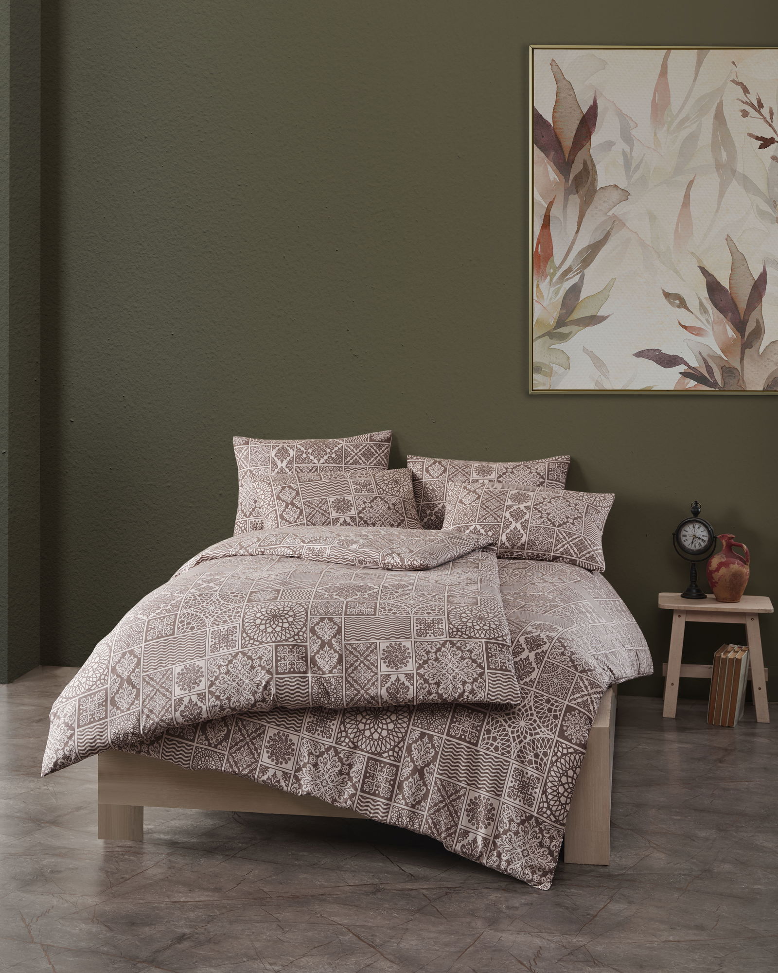 Medvilninės patalynės komplektas CREYA TOKYO BEIGE, 140 x 200cm, 50 x 70cm, 100% medvilnės
