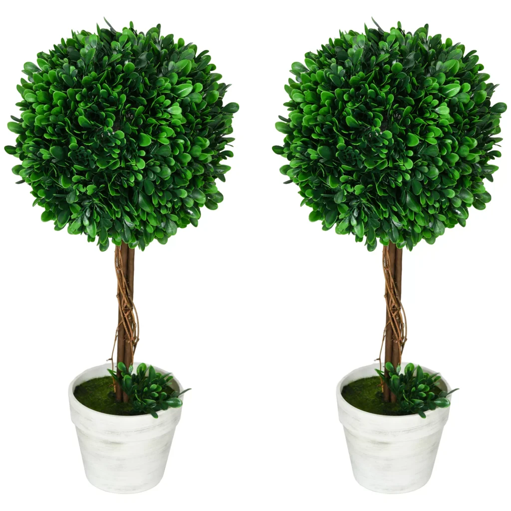 Dirbtiniai medeliai vazone, 2 vnt., UV spinduliams atsparūs dirbtiniai augalai, 60 cm