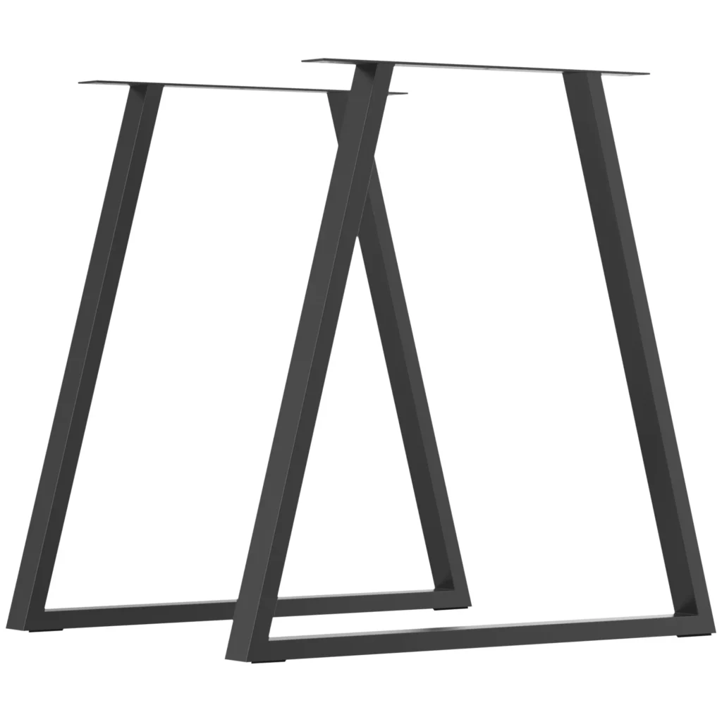 HOMCOM Stalo kojos, 2 vnt. stalo atramos, trikampio formos plieninės baldų kojos, 70 x 72 cm stalo rėmas valgomojo stalui, plienas, juoda