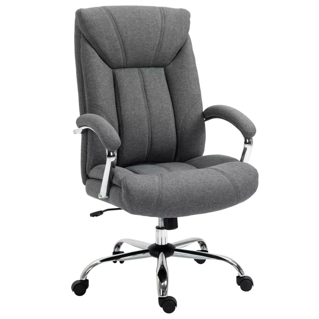 Ergonomiška biuro kėdė su supimo funkcija, minkštas porankis, galvos atrama, pilka, 65x78x110-120 cm