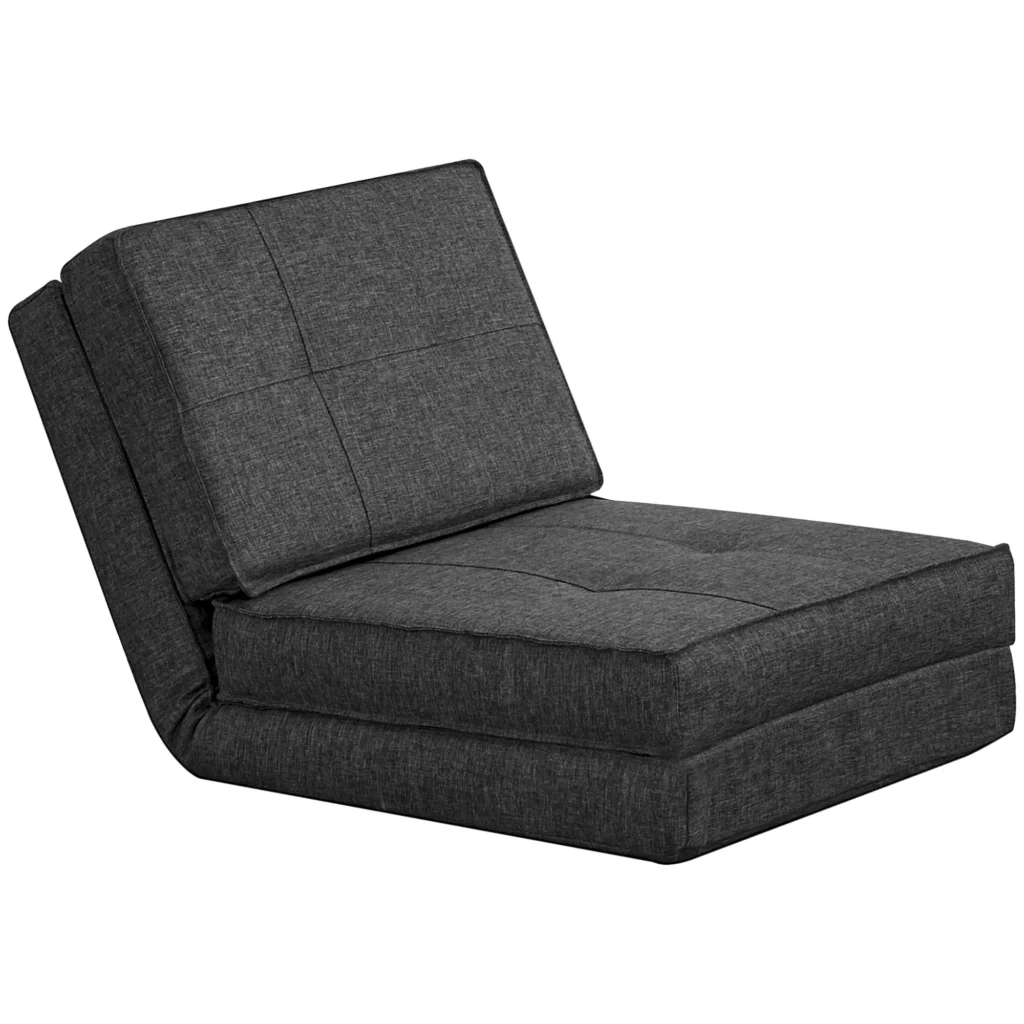 HOMCOM grindų sofa sulankstoma miegamoji kėdė grindų kėdė 5 padėčių reguliuojama sulankstoma kėdė sofa-lova sofa vienvietė sofa tamsiai pilka 61 x 73 x 58 cm
