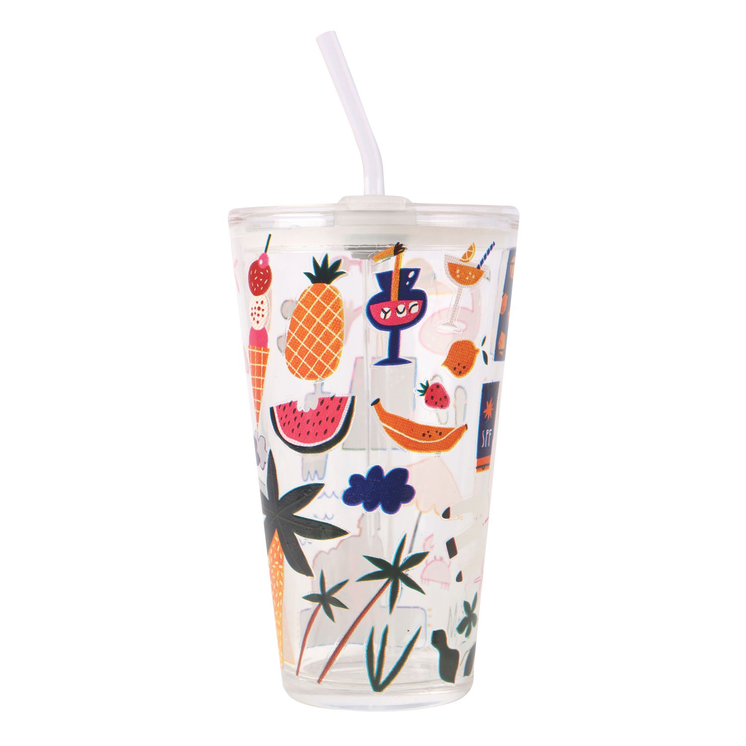 Stiklinė gertuvė su šiaudeliu ILAJA, 5 rūšių, 500 ml