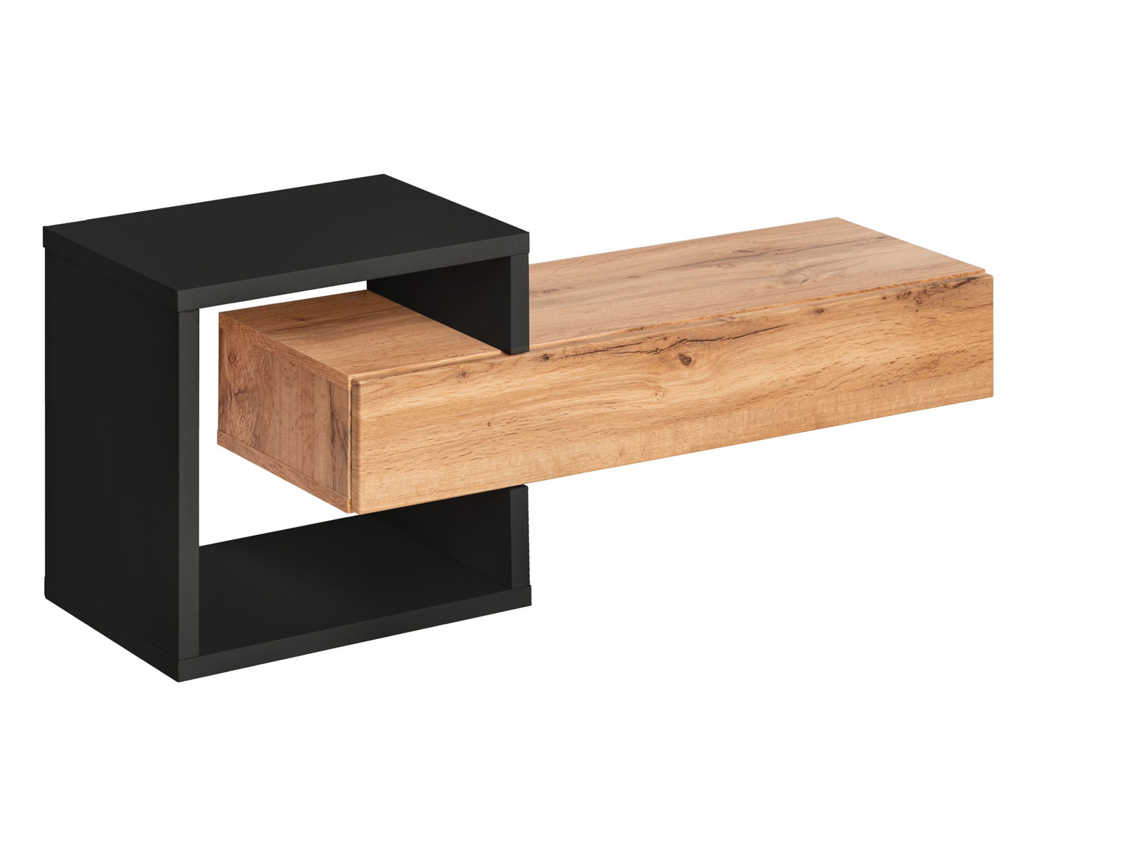 Pakabinama lentyna Easy Typ 03, juoda/ąžuolo