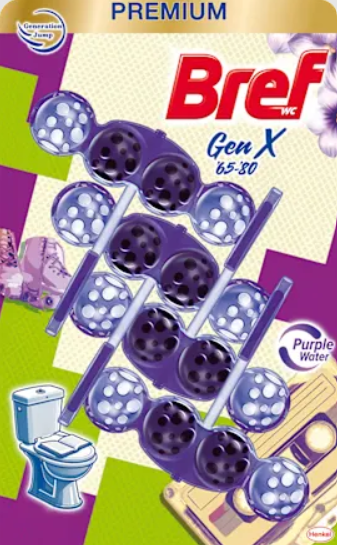 WC valiklis - gaiviklis BREF Color Aktiv WC Gen X 4 x 50 g