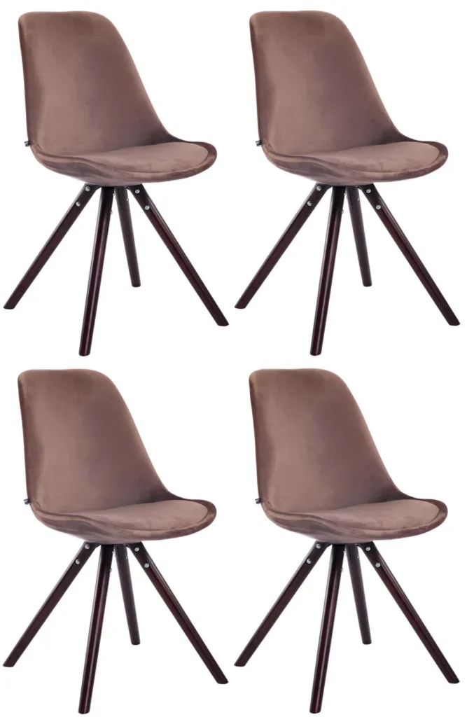 4 kėdžių rinkinys Toulouse velvet apvalus cappuccino