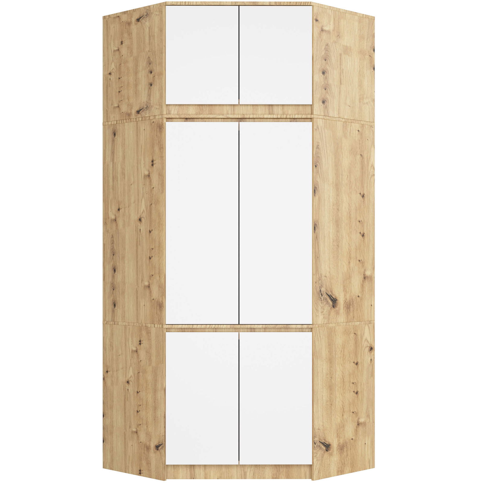 Kampinė spinta su antresole S100, artisan ąžuolo/balta