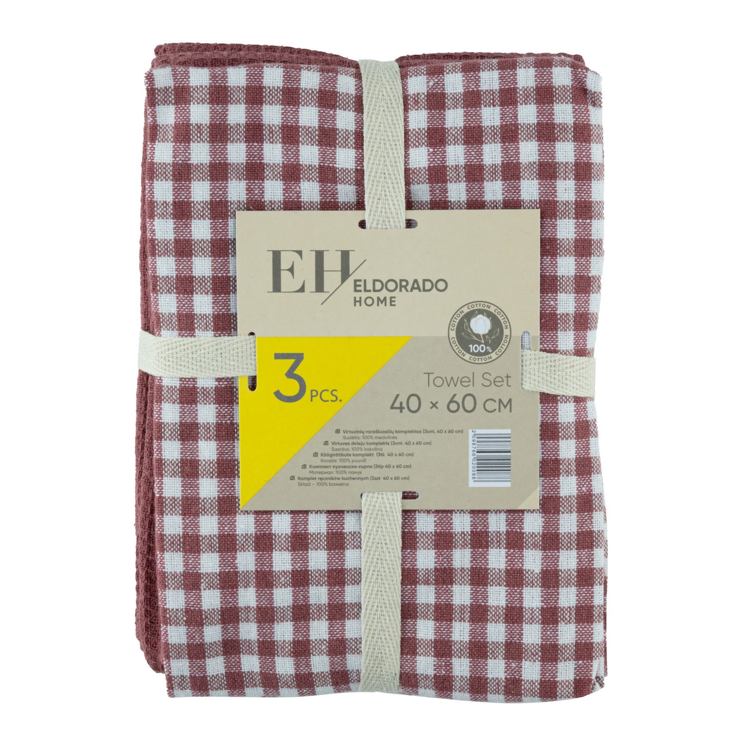 Virtuvinių rankšluosčių kompl. ELDORADO HOME, 40 x 60 cm, 4-jų sp., 100% medvilnės, 3 vnt.