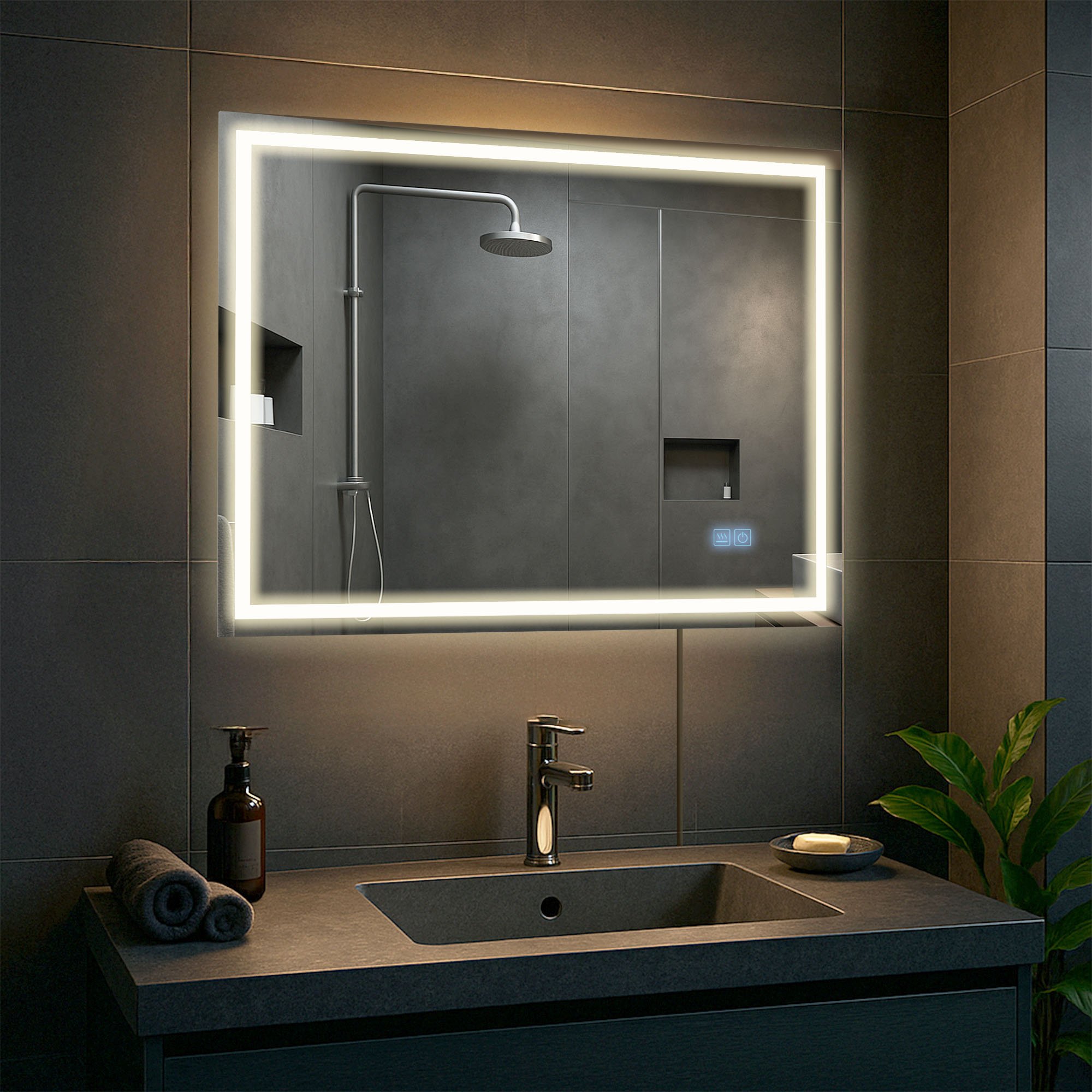 Vonios veidrodis Jaffrey 60x80 mit Bluetooth