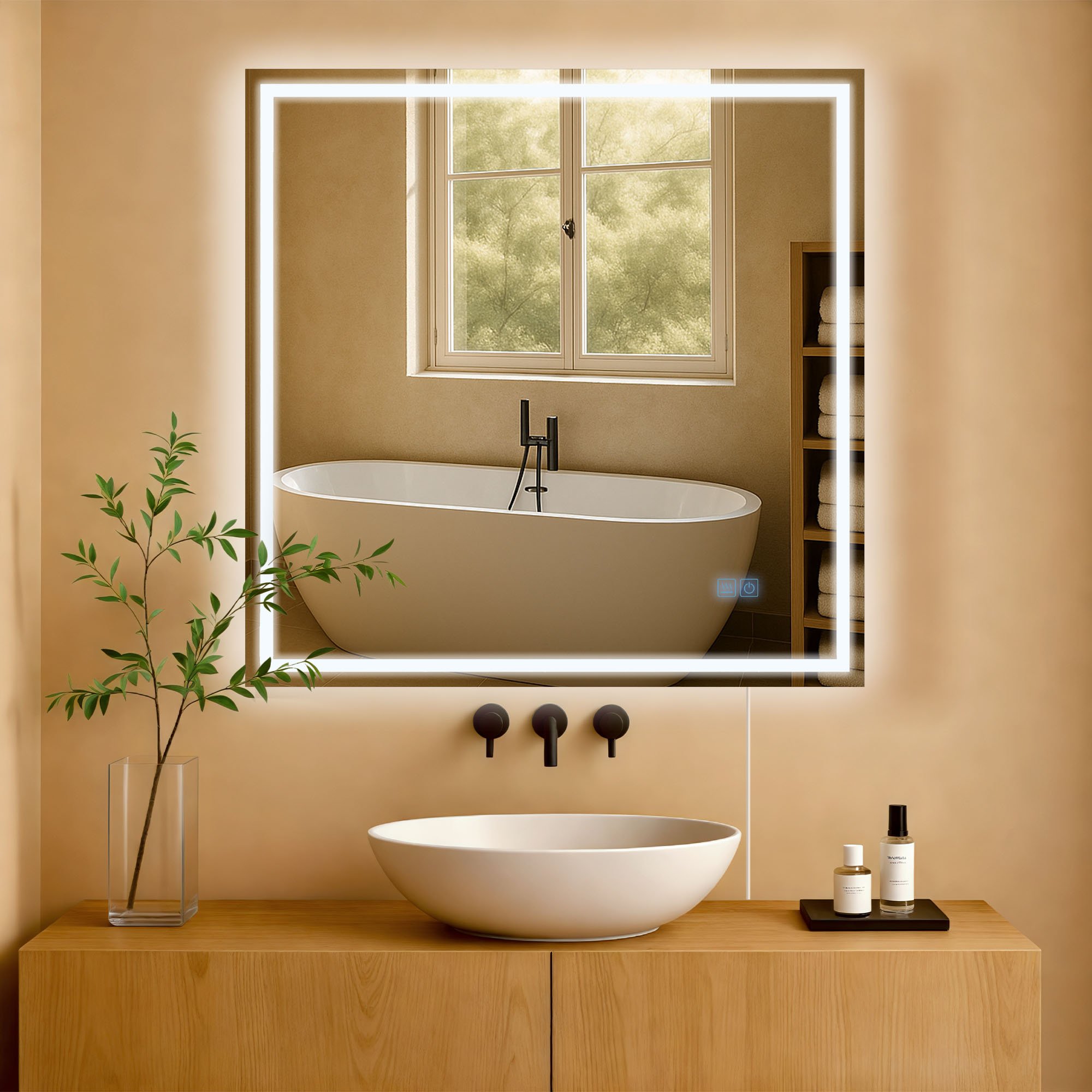 Vonios veidrodis Jaffrey 80x80 ohne Bluetooth