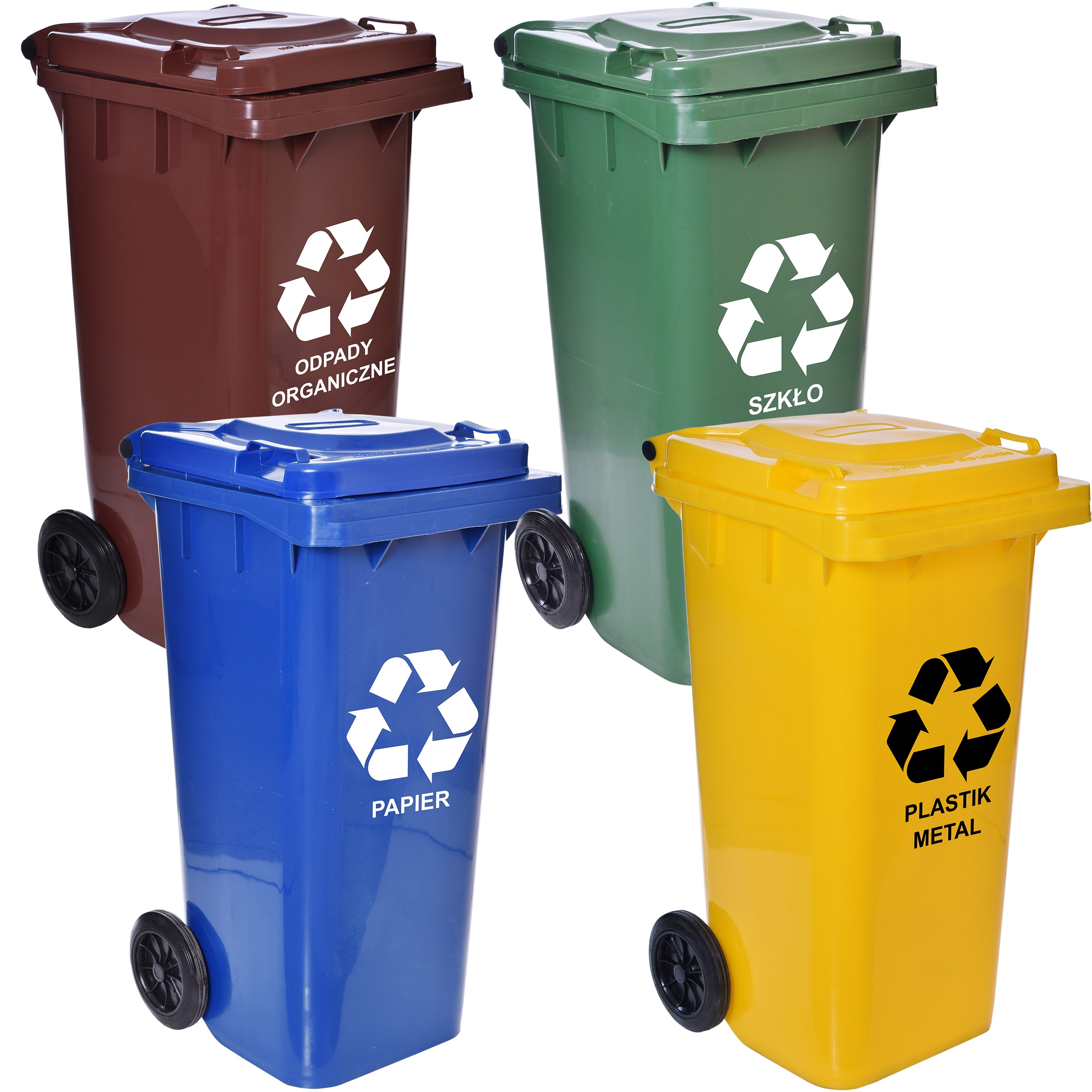 4 x 120l keturių spalvų šiukšliadėžių rinkinys