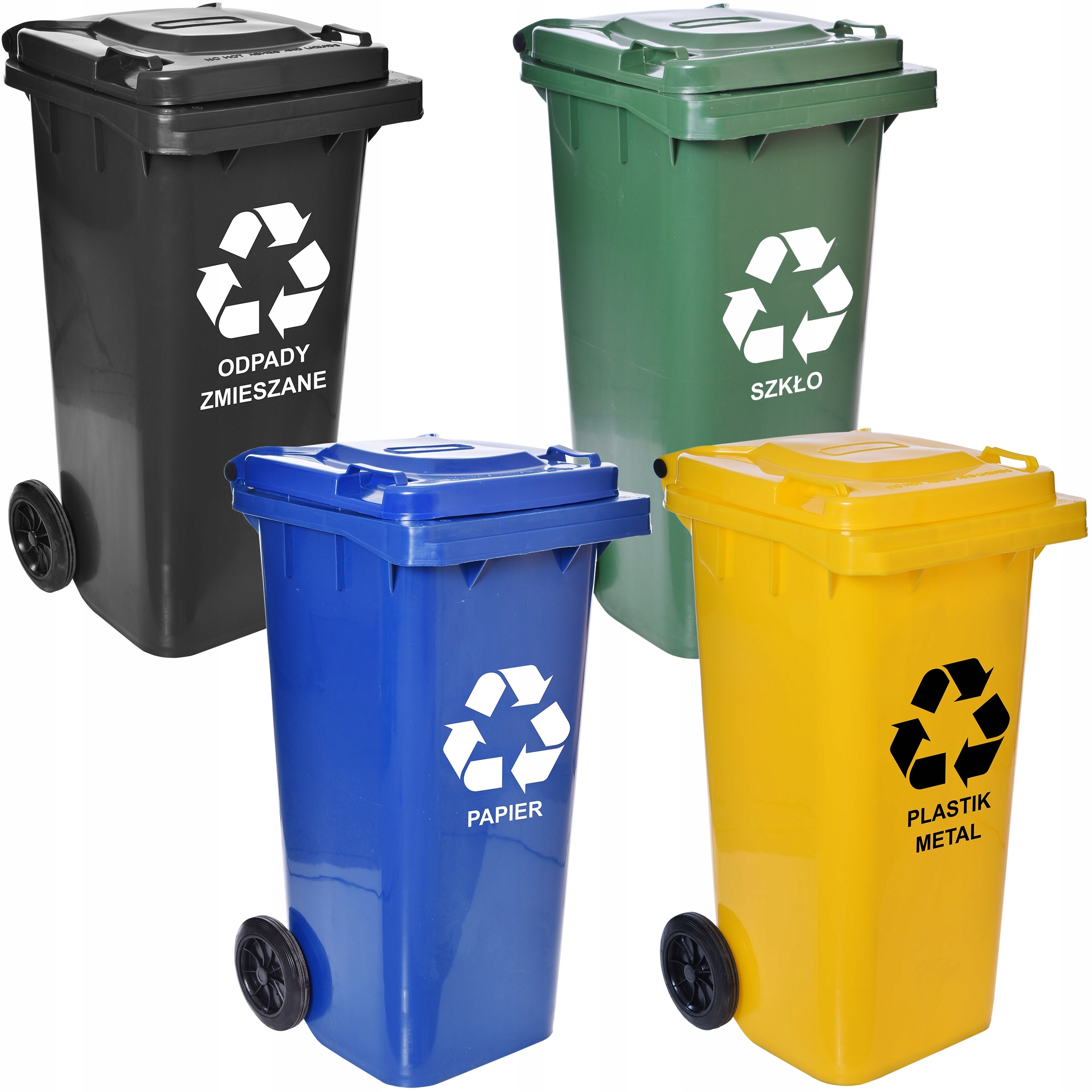 4 šiukšlių dėžių komplektas - 120 l - keturių spalvų (juoda)