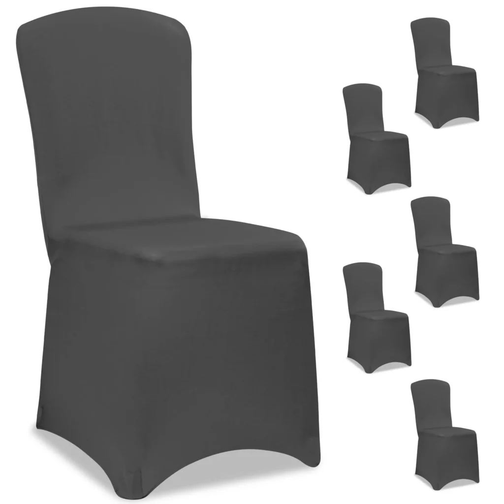 Kėdžių užvalkalų komplektas, 6 vnt., antracito spalvos, OEKO-TEX®