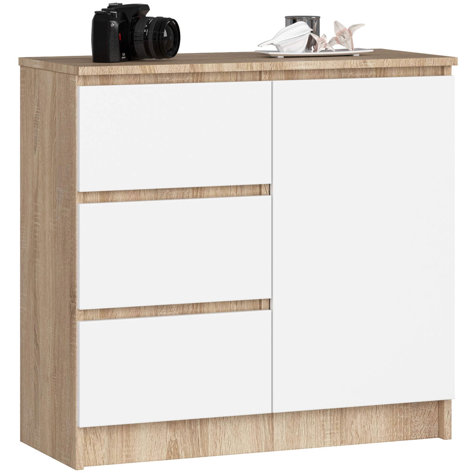 Komoda JERRY K80, ąžuolo sonomo/balta