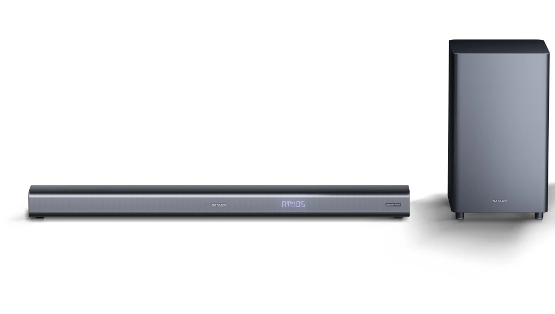 Garso sistema Sharp HT-SBW460, su belaidžiu žemų dažnių garsiakalbiu, Dolby Atmos, HDMI ARC/CEC, Bluetooth, 95 cm, juoda