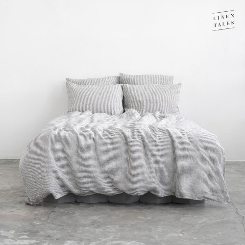 Linen Tales Thin Black Stripes Linen Duvet Cover Set Lininis patalynės užvalkalų komplektas, 200x200 50x70*2