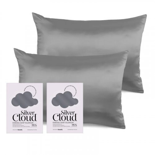 Silver Cloud Satin Pillowcase Twinpack Sidabro jonais prisotintas satino pagalvių užvalkalai, Charcoal