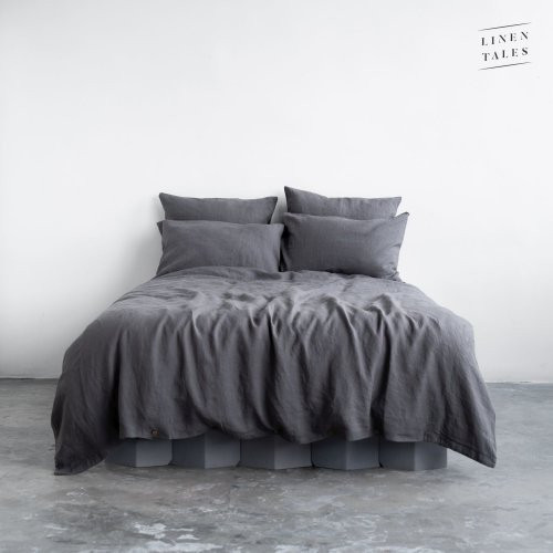 Linen Tales Dark Grey Linen Duvet Cover Set Lininis patalynės užvalkalų komplektas, 200x220 50x70*2