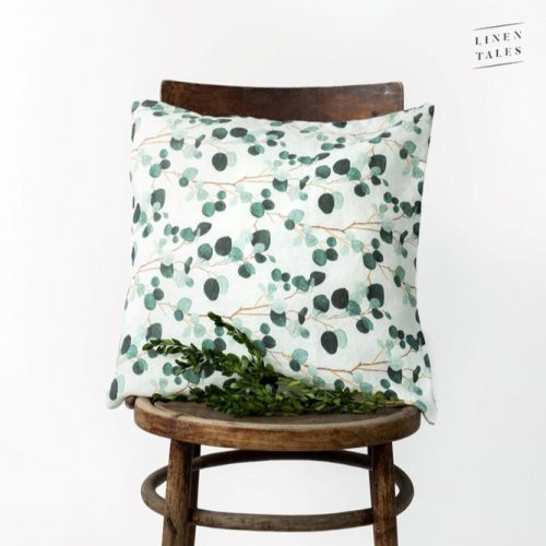 Linen Tales Linen Cushion Cover Lininis pagalvėlės užvalkalas, Eucalyptus on White