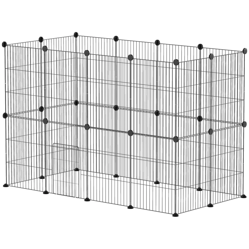 Lauko Aptvaras Triušiams 120 x 60 x 80 cm | Plieninis Tinklinis Aptvaras su Durelėmis, Skirtas Mažiems Gyvūnams ir Jūrų Kiaulytėms, Vidinis, Juodas