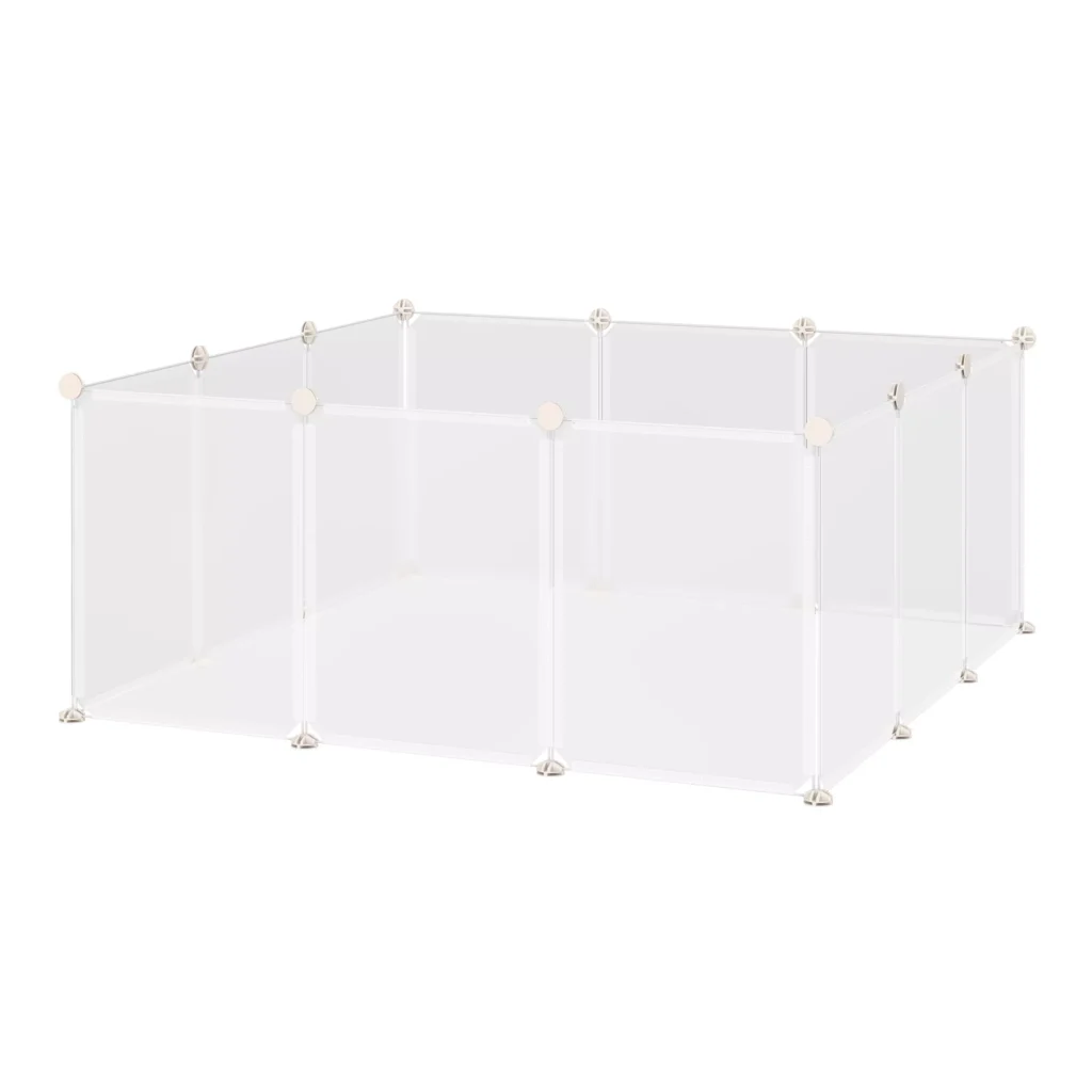 Tinklinis aptvaras mažiems naminiams gyvūnėliams, 12 plokščių viduje, baltas 105x105x45cm