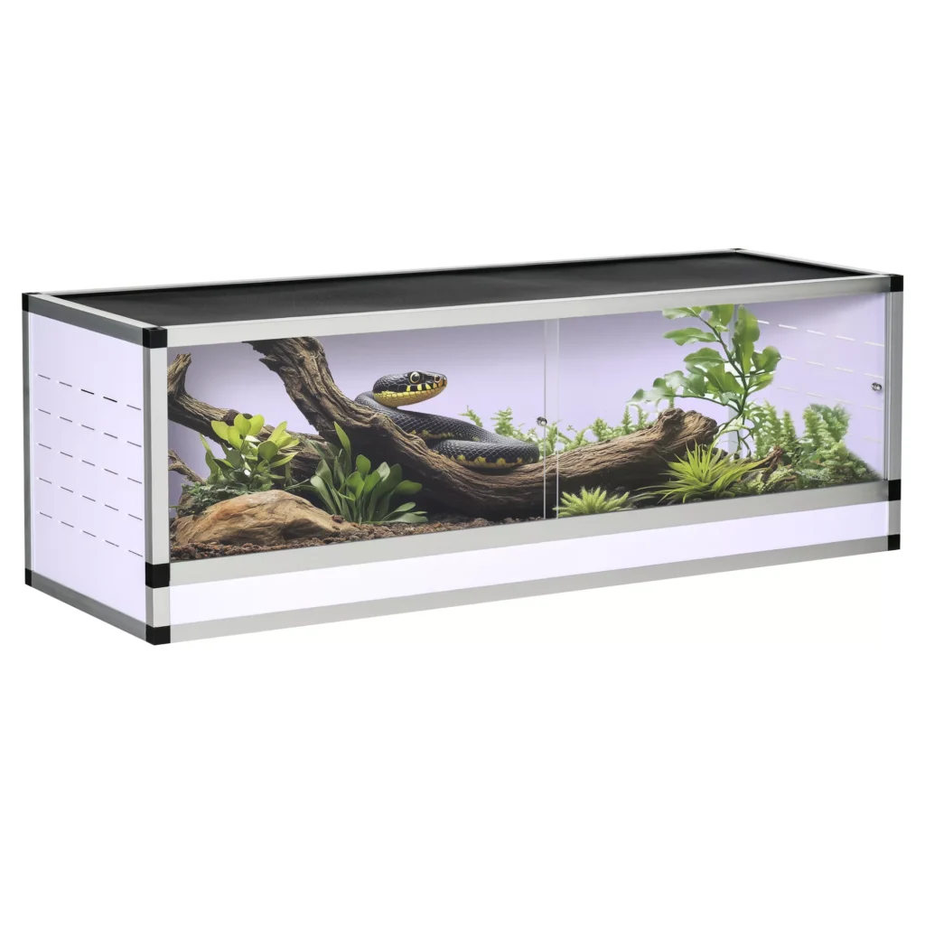 Terariumas ropliams, varliagyviams ir voragyviams, pagamintas iš aliuminio 120 x 40 x 40 cm