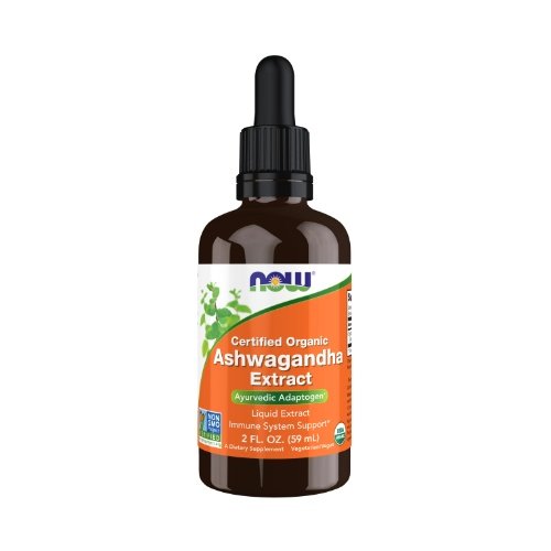 NOW Certified Organic Ashwagandha Extract, skystis, 59 ml