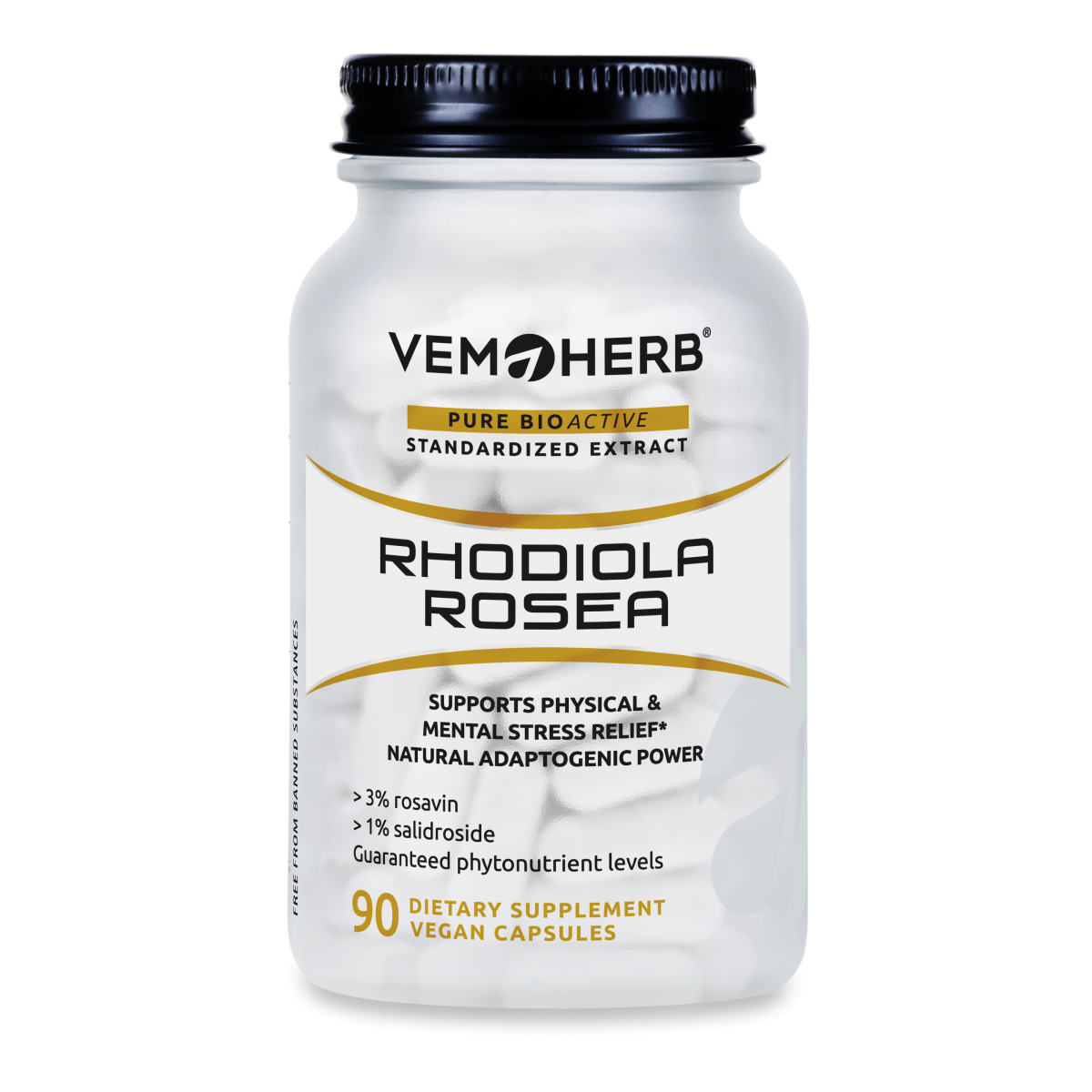 VemoHerb Rhodiola Rosea (Rausvosios rodiolės ekstraktas) 90 kaps.