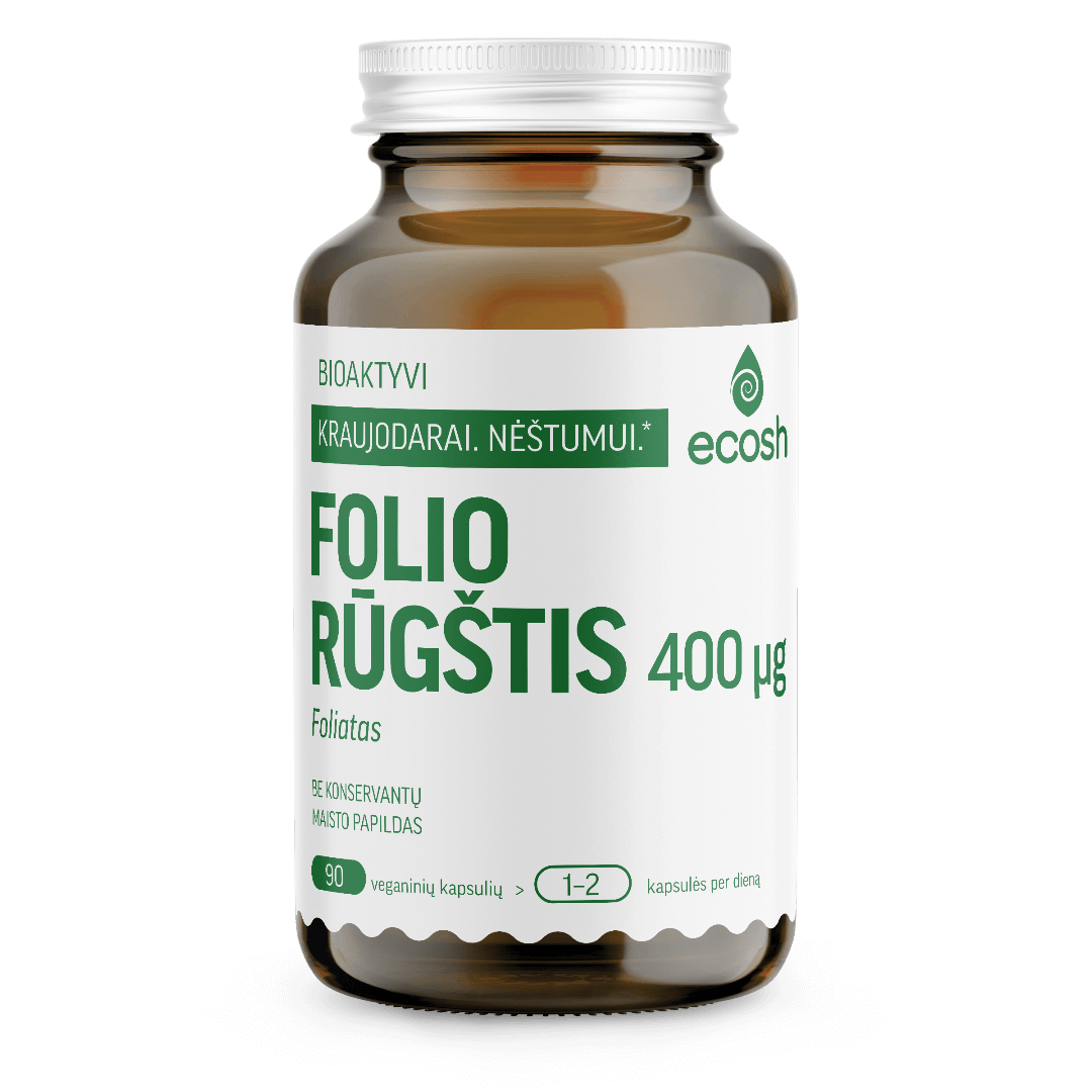 ECOSH Bioaktyvi folio rūgštis (foliatas), 400µg, 90 kapsulių