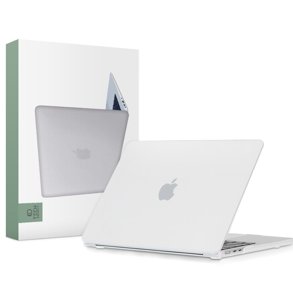 Skaidrus matinis dėklas nešiojamam kompiuteriui "Tech-Protect "Smartshell" nešiojamam kompiuteriui Apple Macbook Air 13 M2 / M3 / 2022-2024