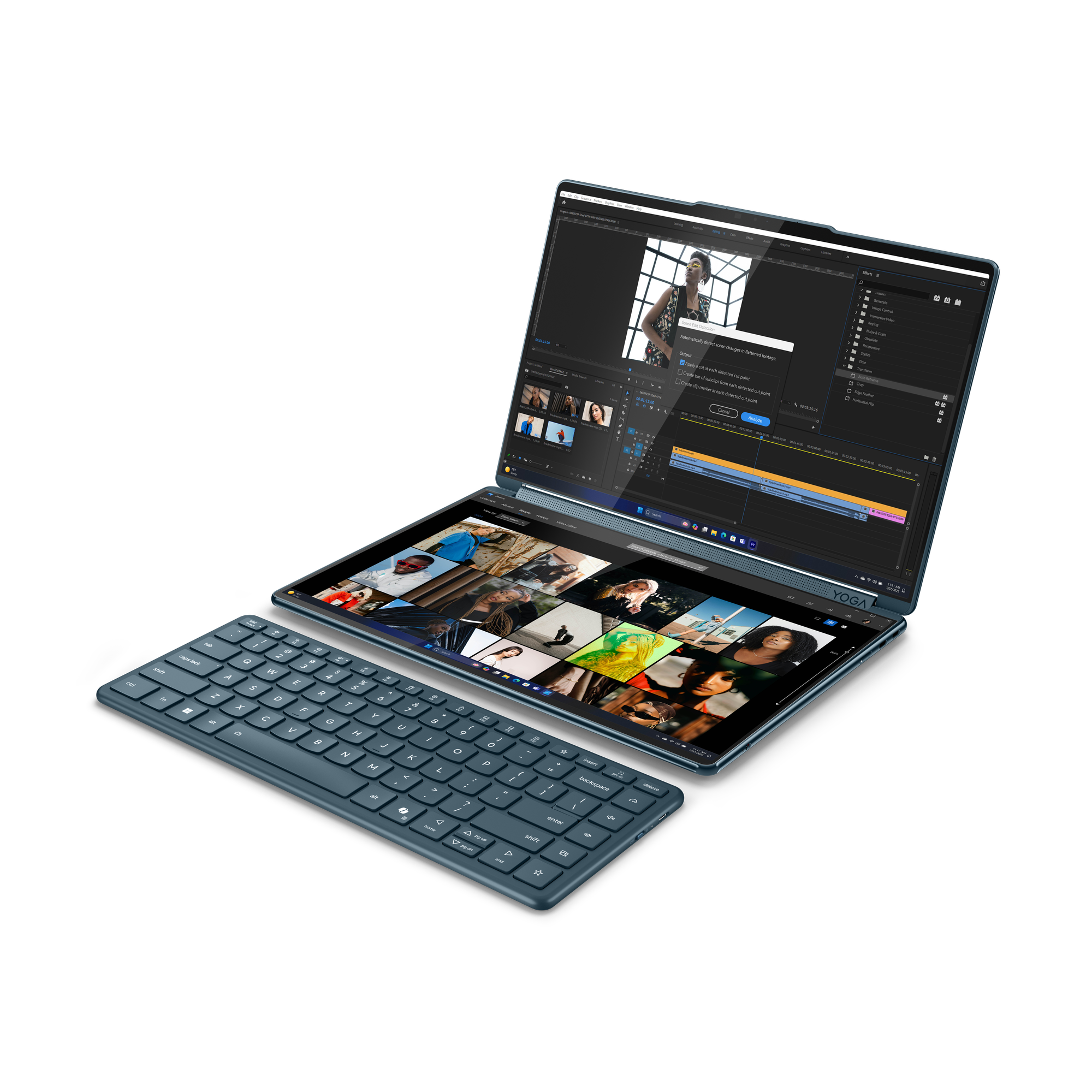 Lenovo Yoga Book 9 14IAH10 | Tidal Teal | 2x14 " | OLED | Touchscreen | 2.8K WQXGA+ | 2880 x 1800 pixels | Glossy | Intel Core Ultra 7 | 255H | 32 GB | Soldered LPDDR5x | Solid-state drive capacity 1000 GB | Intel Arc Graphics | Windows 11 Pro | 802.11be | Bluetooth version 5.4 | Keyboard language Nordic | Keyboard backlit | Warranty 24 month(s) | Battery warranty 12 month(s)