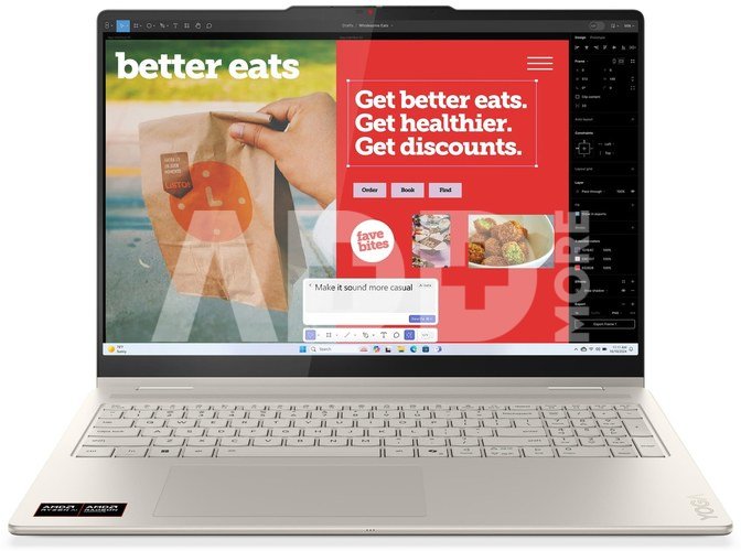 Lenovo Yoga 7 2-in-1 16AKP10 | Seashell | 16 " | OLED | Touchscreen | 2.8K WQXGA+ | 2880 x 1800 pixels | AMD Ryzen AI 7 | 350 | 16 GB | Soldered LPDDR5x | Solid-state drive capacity 1000 GB | AMD Radeon 860M Graphics | Windows 11 Home | 802.11be | Bluetooth version 5.4 | Keyboard language English | Keyboard backlit | Warranty 24 month(s) | Battery warranty 12 month(s)