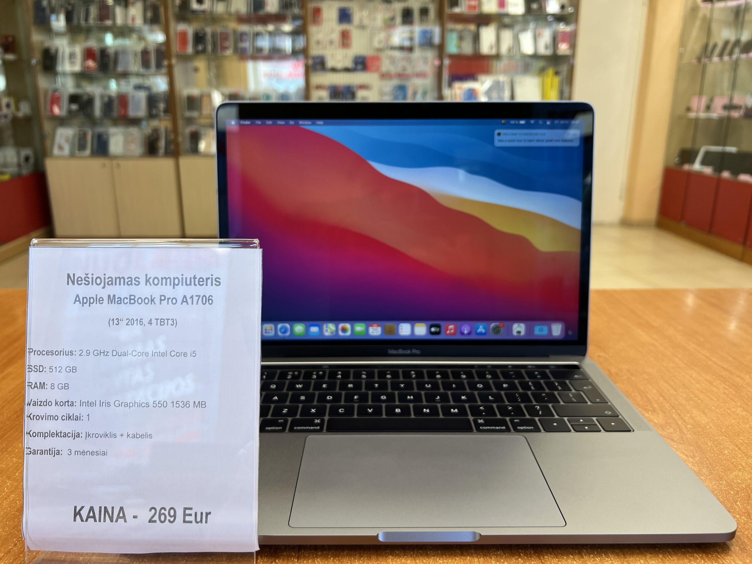 Apple MacBook Pro 13” 2016, 4 TBT3, Core i5, 8 GB RAM, 512 GB SSD, Cycle 1 (Naudotas)
