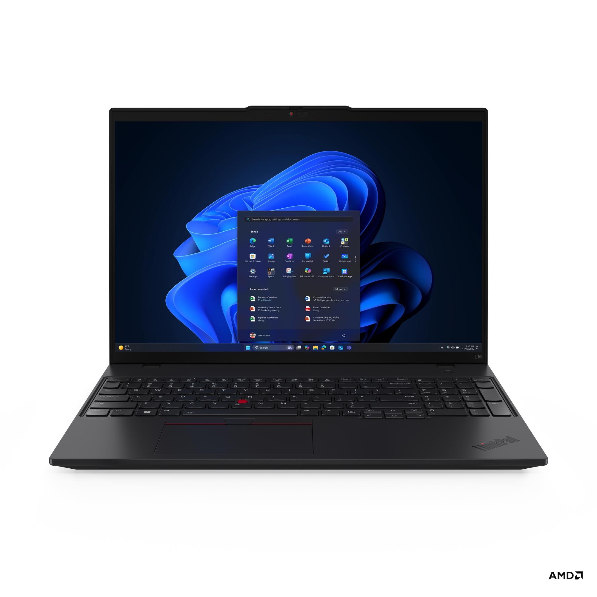 Lenovo ThinkPad L16 G2 (AMD) | Black | 16 " | IPS | WUXGA | 1920 x 1200 pixels | Anti-glare | AMD Ryzen 5 PRO | 215 | 16 GB | SO-DIMM DDR5 | Solid-state drive capacity 512 GB | AMD Radeon 740M Graphics | Windows 11 Pro | 802.11be | Bluetooth version 5.4 | LTE Upgradable | Keyboard language Nordic | Keyboard backlit | Warranty 36 month(s) | Battery warranty 12 month(s)
