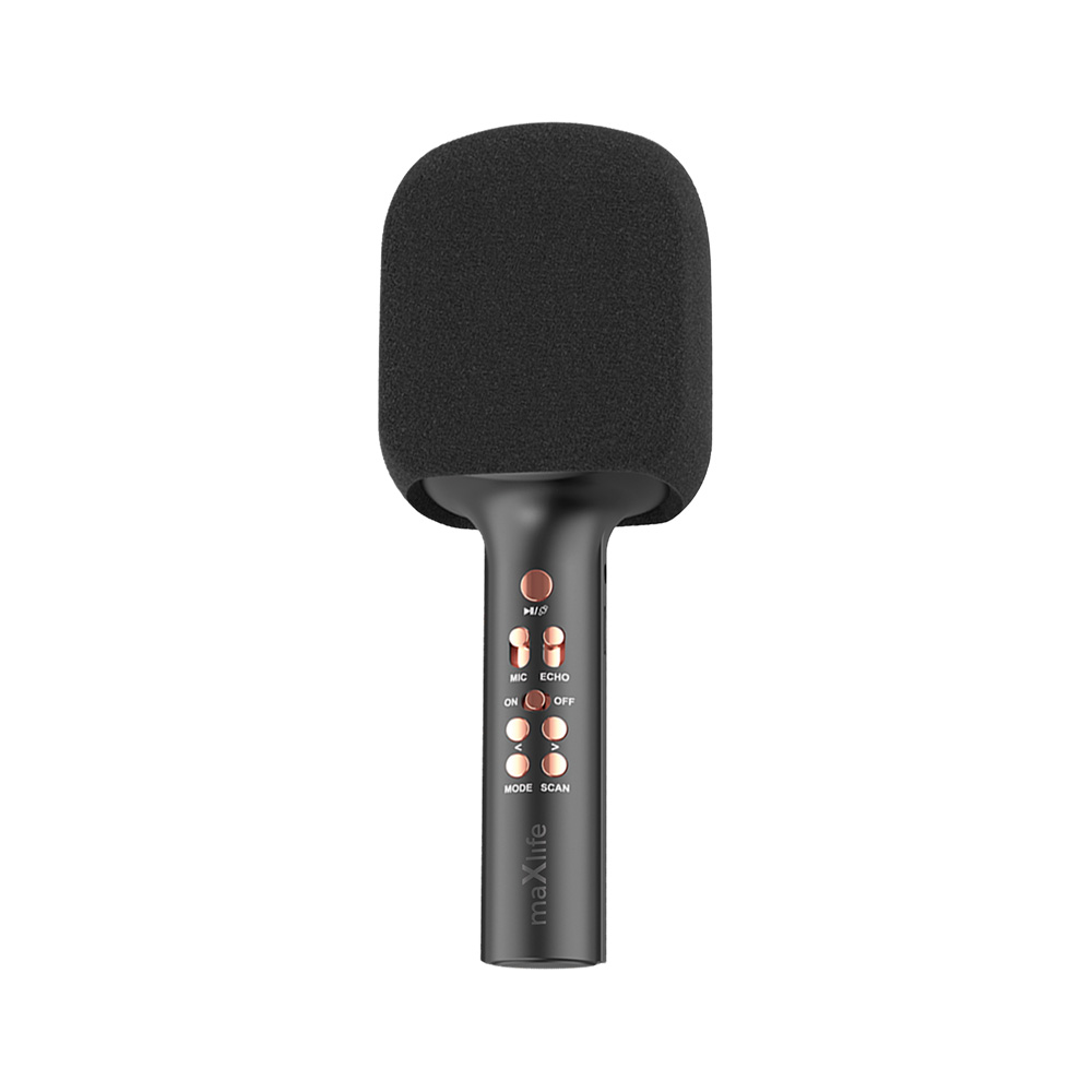 Belaidis Bluetooth karaoke mikrofonas su garsiakalbiu, juodas