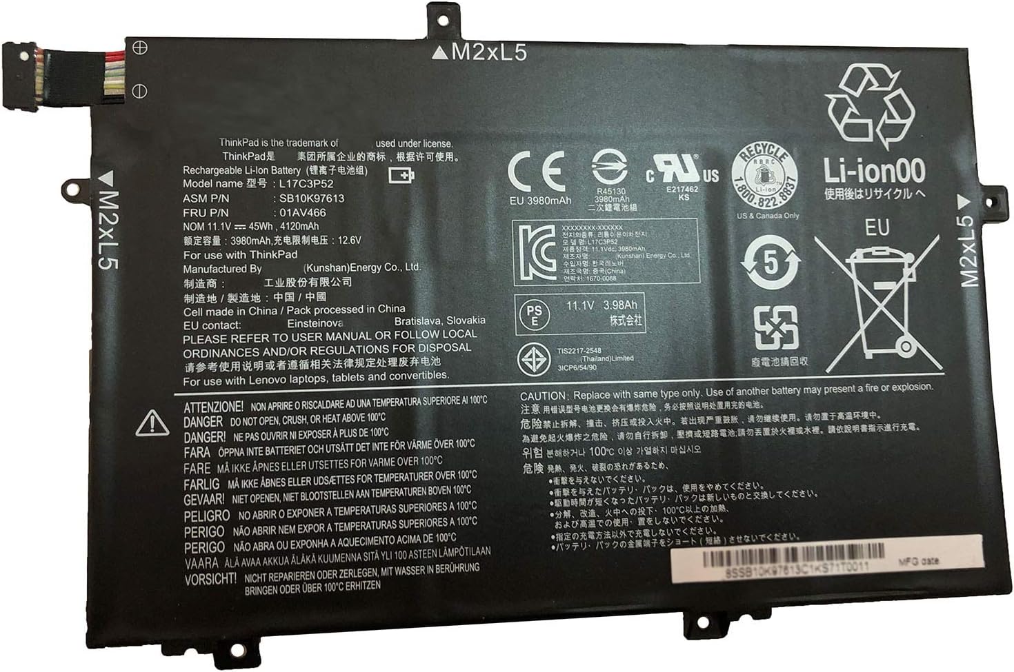 Baterija Lenovo ThinkPad E480 L14 Gen 2 L580 R580 L17C3P52 originali