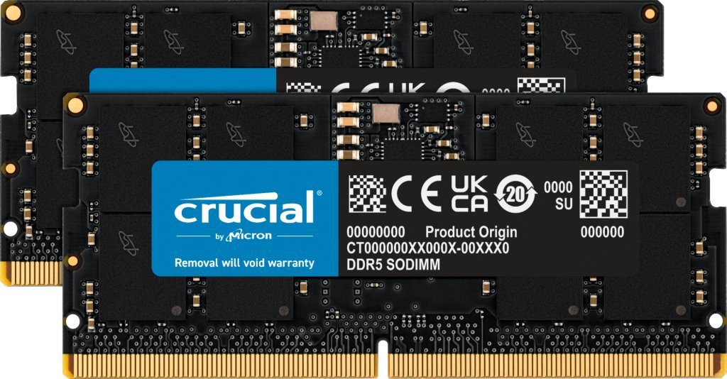 Laptop memory Crucial SODIMM, DDR5, 48 GB, 5600 MHz, CL46 (CT2K24G56C46S5)