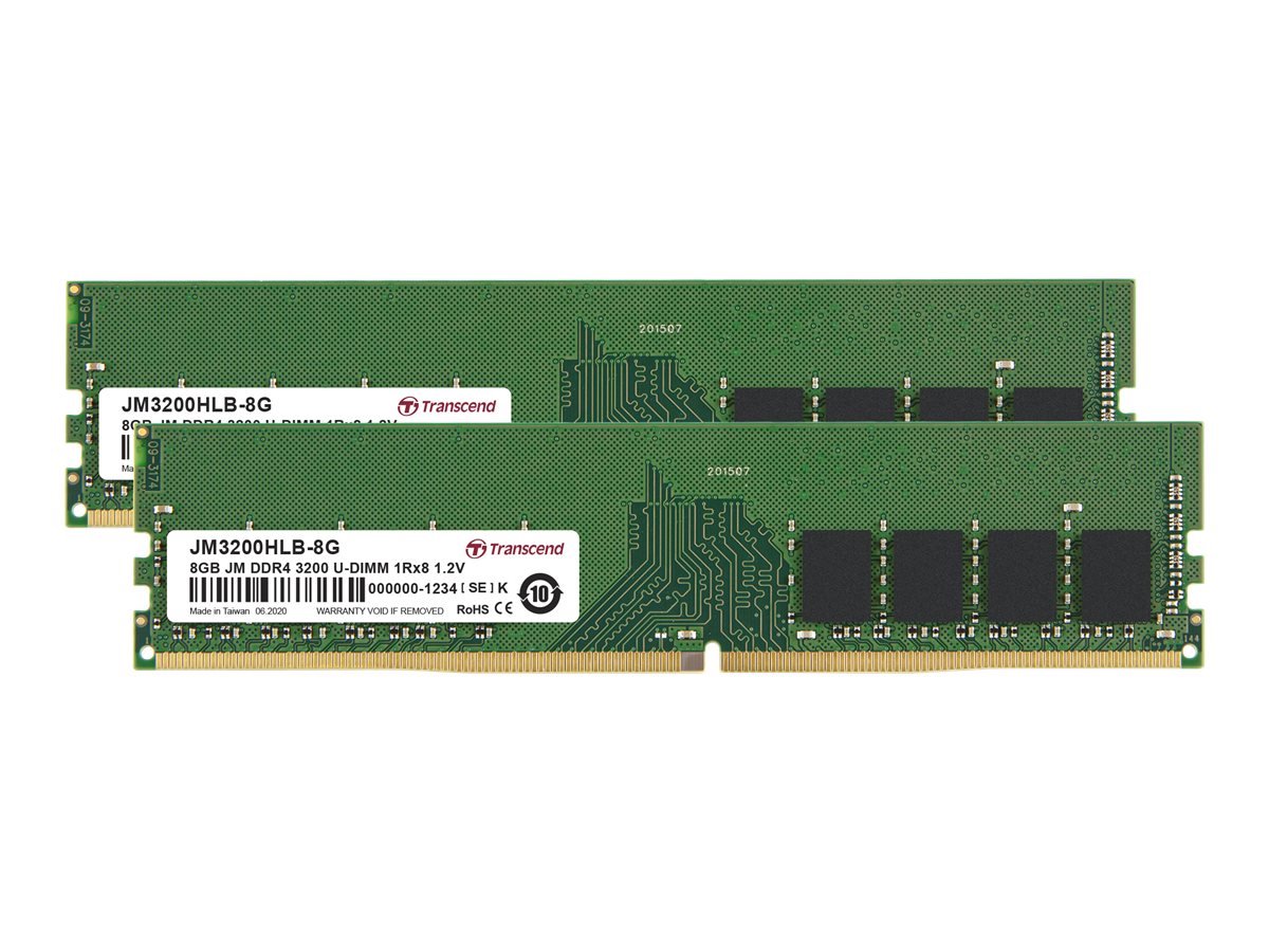 TRANSCEND JetRam 16GB KIT DDR4 3200Mhz U-DIMM 1Rx8 1Gx8 CL22 1.2V