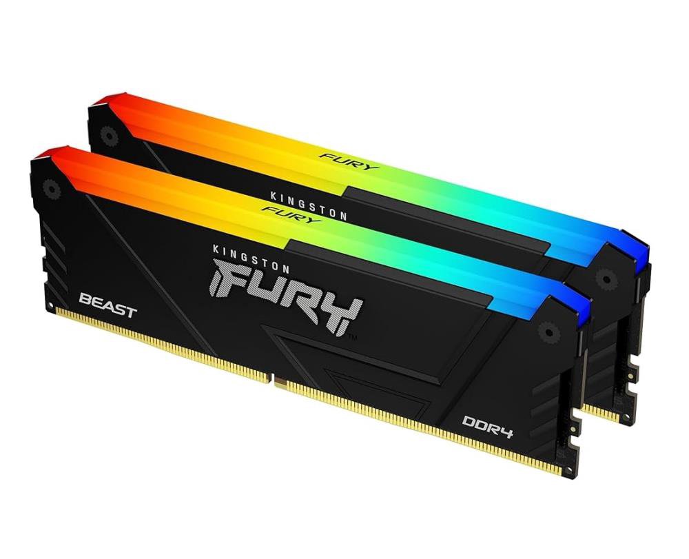 Atmintis KINGSTON 32GB 3200MHZ DDR4 CL16 DIMM (KIT OF 2) 1GX8 FURY BEAST RGB_