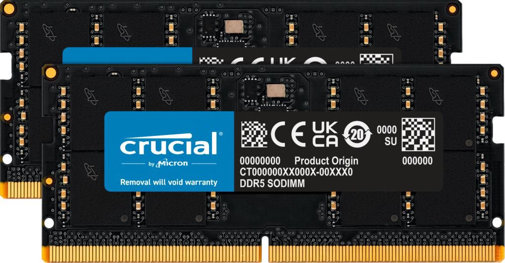 Laptop memory Crucial SODIMM, DDR5, 64 GB, 4800 MHz, CL40 (CT2K32G48C40S5)