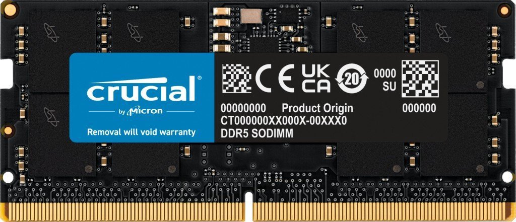 Laptop memory Crucial SODIMM, DDR5, 16 GB, 5200 MHz, CL42 (CT16G52C42S5)