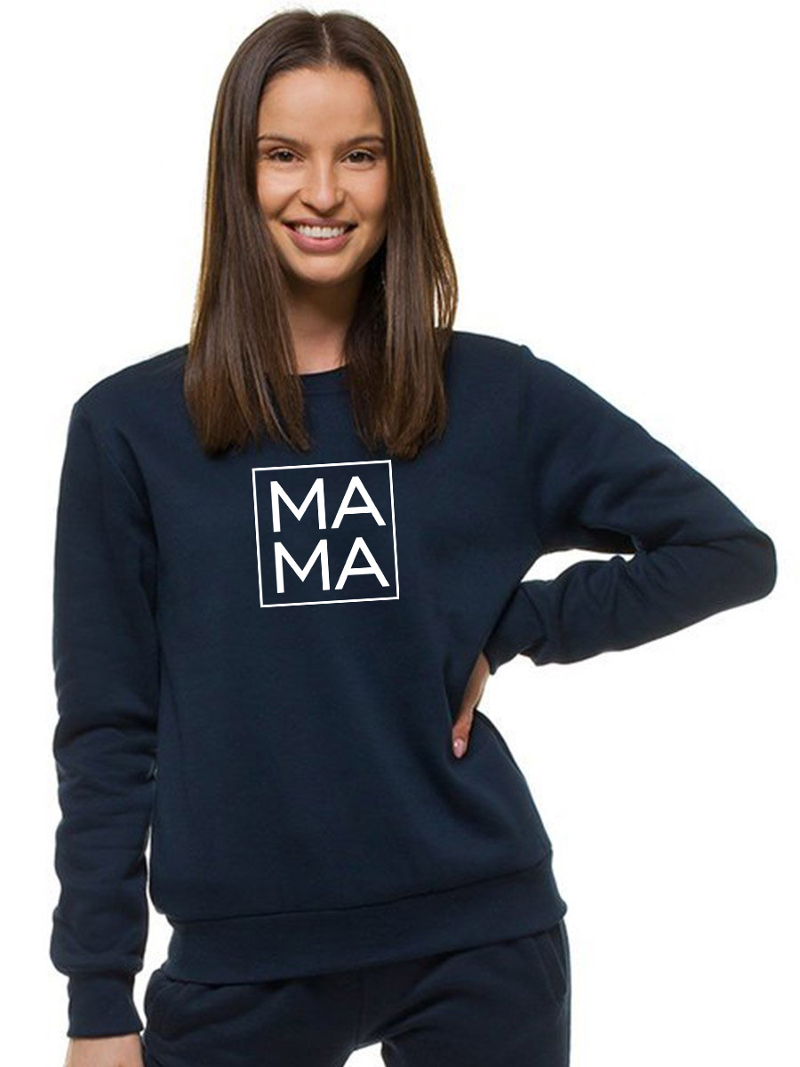 Moteriškas tamsiai mėlynas džemperis MAMA